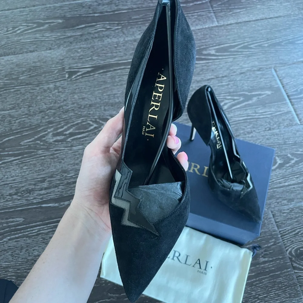 New in Box Aperlai Heels Size 38.5 - Black - Picture 3 of 11